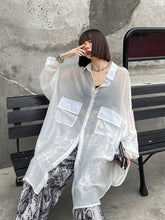 See Through Big Pocket Bat Loose Shirt